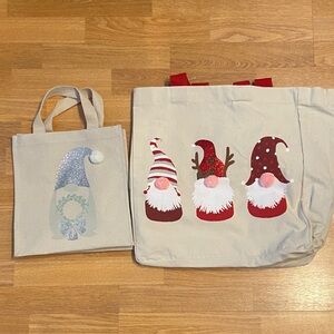 Festive Holiday Christmas Gnome Canvas Tote Bags